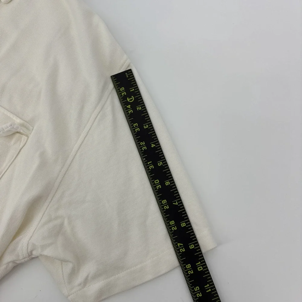 Ralph Lauren Cream Knit Button Up Polo Shirt Men's Size XL Short Sleeve Summer